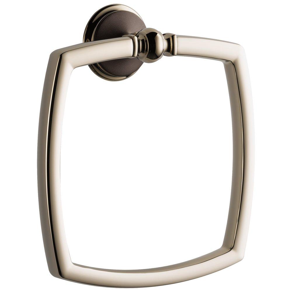 Brizo Cocoa Bronze/Polished Nickel Rectangular Closed Towel Ring 