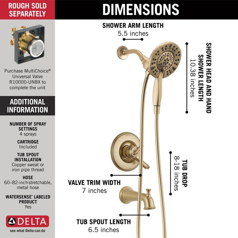 Delta Faucet Brilliance Champagne Bronze Two Handle Multi Function Bathtub & Shower Faucet (Trim Only) 