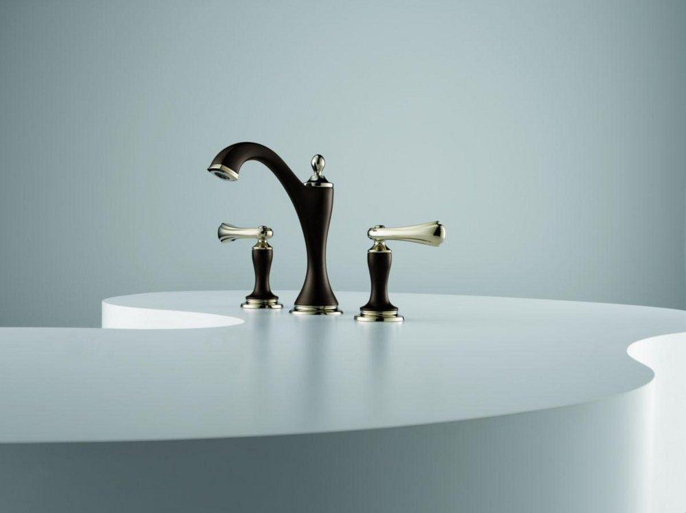 Brizo Cocoa Bronze Two Handle Widespread Bathroom Sink Faucet Handles Sold Separately 