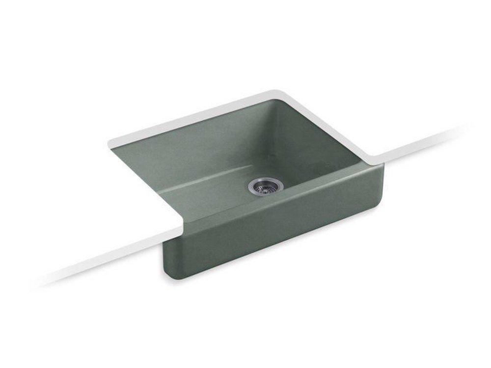 KOHLER Basalt 29-1/2 x 21-9/16 in. Cast Iron Single Bowl Farmhouse Kitchen Sink with Short Apron 