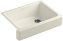 29-1/2 x 21-9/16 in. Cast Iron Single Bowl Farmhouse Kitchen Sink with Short Apron in Almond