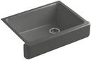 29-1/2 x 21-9/16 in. Cast Iron Single Bowl Farmhouse Kitchen Sink with Short Apron in Thunder Grey