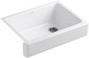 KOHLER White 29-1/2 x 21-9/16 in. Cast Iron Single Bowl Farmhouse Kitchen Sink with Short Apron 