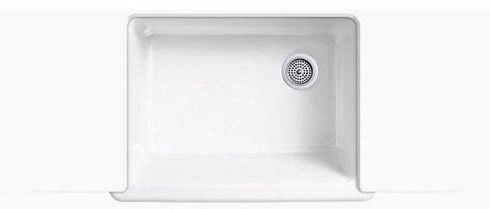 KOHLER White 29-11/16 x 21-9/16 in. Cast Iron Single Bowl Farmhouse Kitchen Sink with Tall Apron 