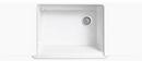 KOHLER White 29-11/16 x 21-9/16 in. Cast Iron Single Bowl Farmhouse Kitchen Sink with Tall Apron 