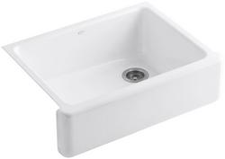 29-11/16 in. Undermount Cast Iron Single Bowl Kitchen Sink in White