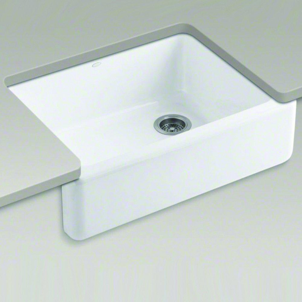 KOHLER Black Black&trade; 29-11/16 x 21-9/16 in. Cast Iron Single Bowl Farmhouse Kitchen Sink with Tall Apron 