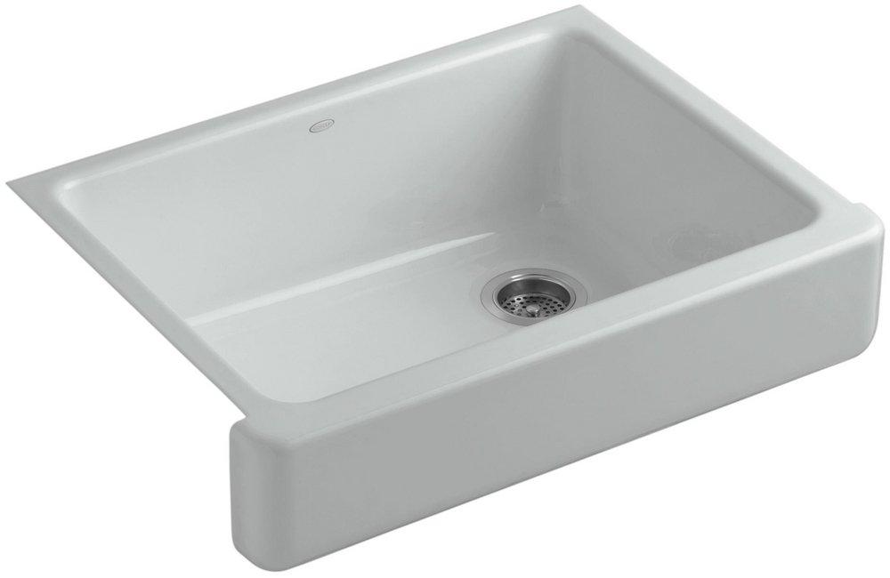 KOHLER Ice&trade; Grey 29-1/2 x 21-9/16 in. Cast Iron Single Bowl Farmhouse Kitchen Sink with Short Apron 