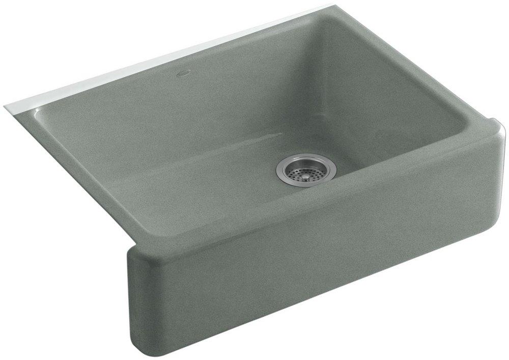 KOHLER Basalt 29-11/16 x 21-9/16 in. Cast Iron Single Bowl Farmhouse Kitchen Sink with Tall Apron 