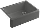 KOHLER Thunder&trade; Grey 29-11/16 x 21-9/16 in. Cast Iron Single Bowl Farmhouse Kitchen Sink with Tall Apron 