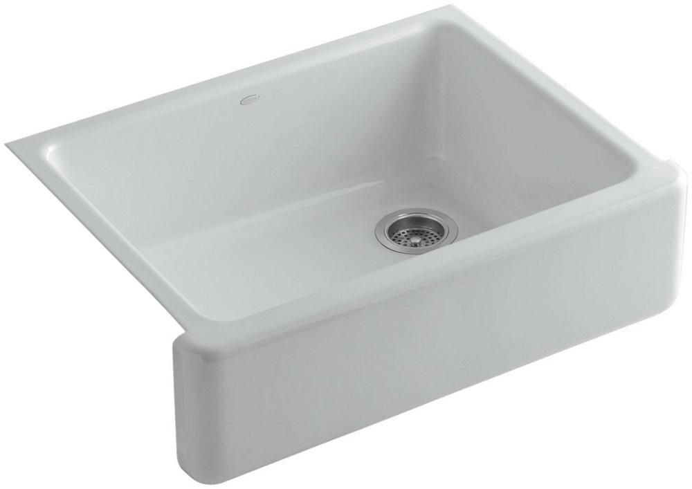 KOHLER Ice&trade; Grey 29-11/16 x 21-9/16 in. Cast Iron Single Bowl Farmhouse Kitchen Sink with Tall Apron 