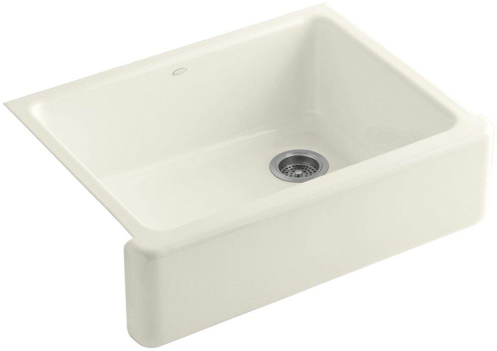 KOHLER Biscuit 29-11/16 x 21-9/16 in. Cast Iron Single Bowl Farmhouse Kitchen Sink with Tall Apron 