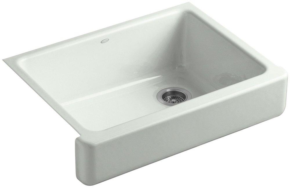 KOHLER Sea Salt&trade; 29-1/2 x 21-9/16 in. Cast Iron Single Bowl Farmhouse Kitchen Sink with Short Apron 