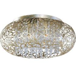 18 in. 7-Light Flushmount in Golden Silver with Beveled Crystal Glass Shade