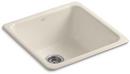 20-7/8 x 20-7/8 in. No Hole Cast Iron Single Bowl Dual Mount Kitchen Sink in Almond