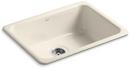 24-1/4 x 18-3/4 in. No Hole Cast Iron Single Bowl Dual Mount Kitchen Sink in Almond