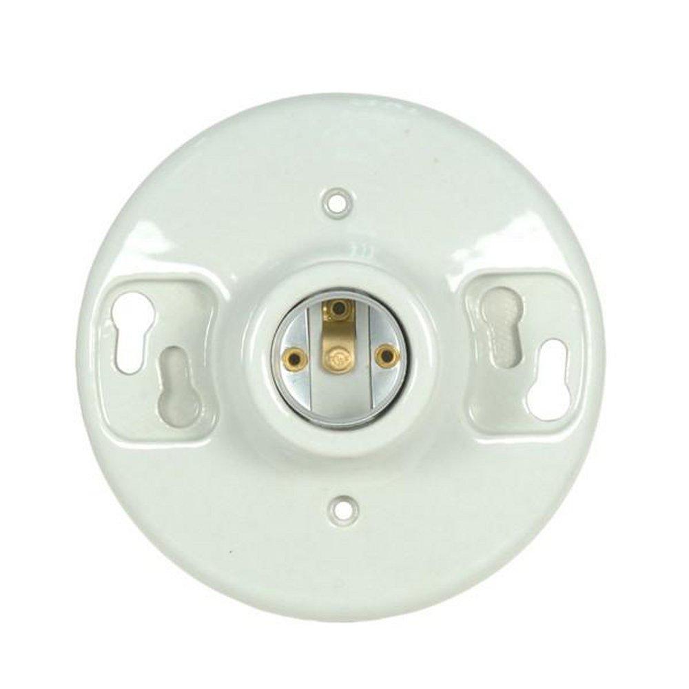 SATCO White Glazed Ceiling Receptacle (Key Not Included) 