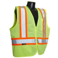 Size XL Polyester Mesh Reusable Safety Vest in Hi-Viz Green