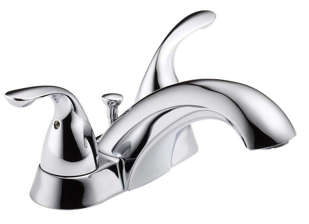 Delta Faucet Chrome Two Handle Centerset Bathroom Sink Faucet with Pop-Up Drain Assembly 