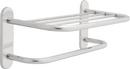 18 in. Brass - Stainless Steel Towel Shelf with Single Bar Concealed Mounting in Polished Chrome