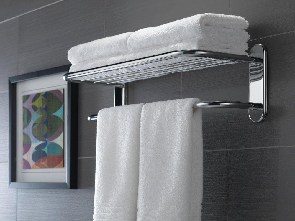 Delta Faucet Chrome 24 in. Brass Towel Shelf with Single Bar Concealed Mounting 