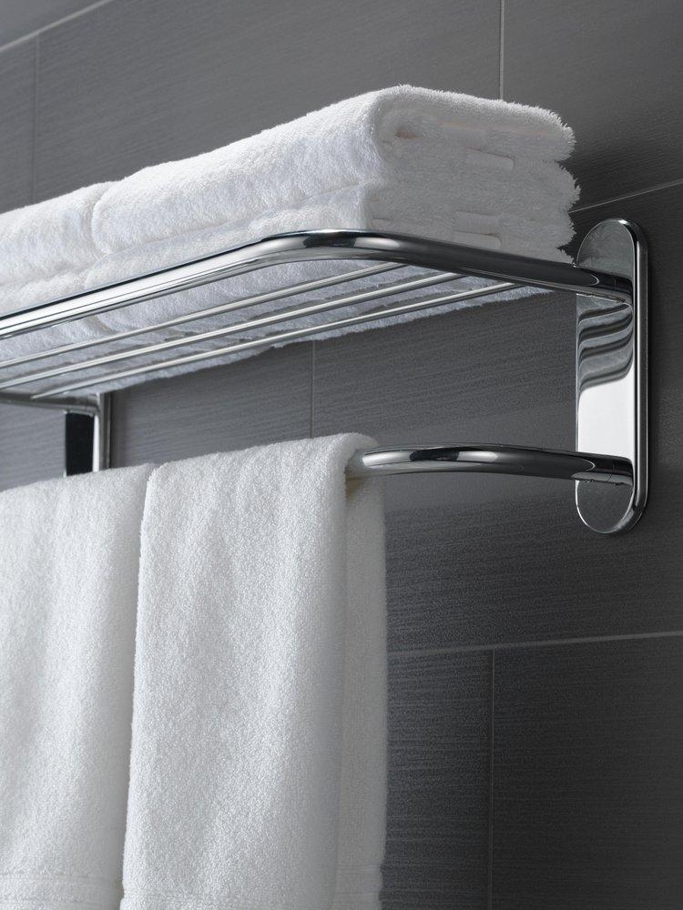 Delta Faucet Chrome 24 in. Brass Towel Shelf with Single Bar Concealed Mounting 