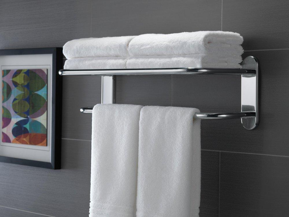 Delta Faucet Chrome 24 in. Brass Towel Shelf with Single Bar Concealed Mounting 