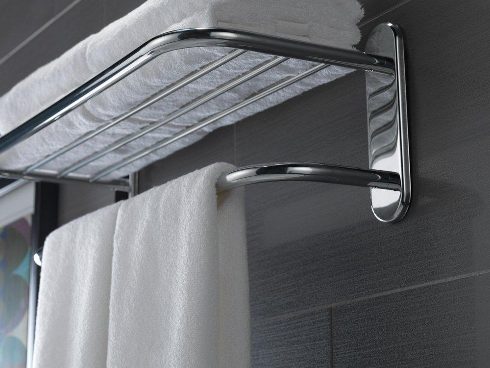 Delta Faucet Chrome 24 in. Brass Towel Shelf with Single Bar Concealed Mounting 