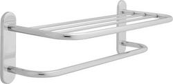 24 in. Brass Towel Shelf with Single Bar Concealed Mounting in Polished Chrome