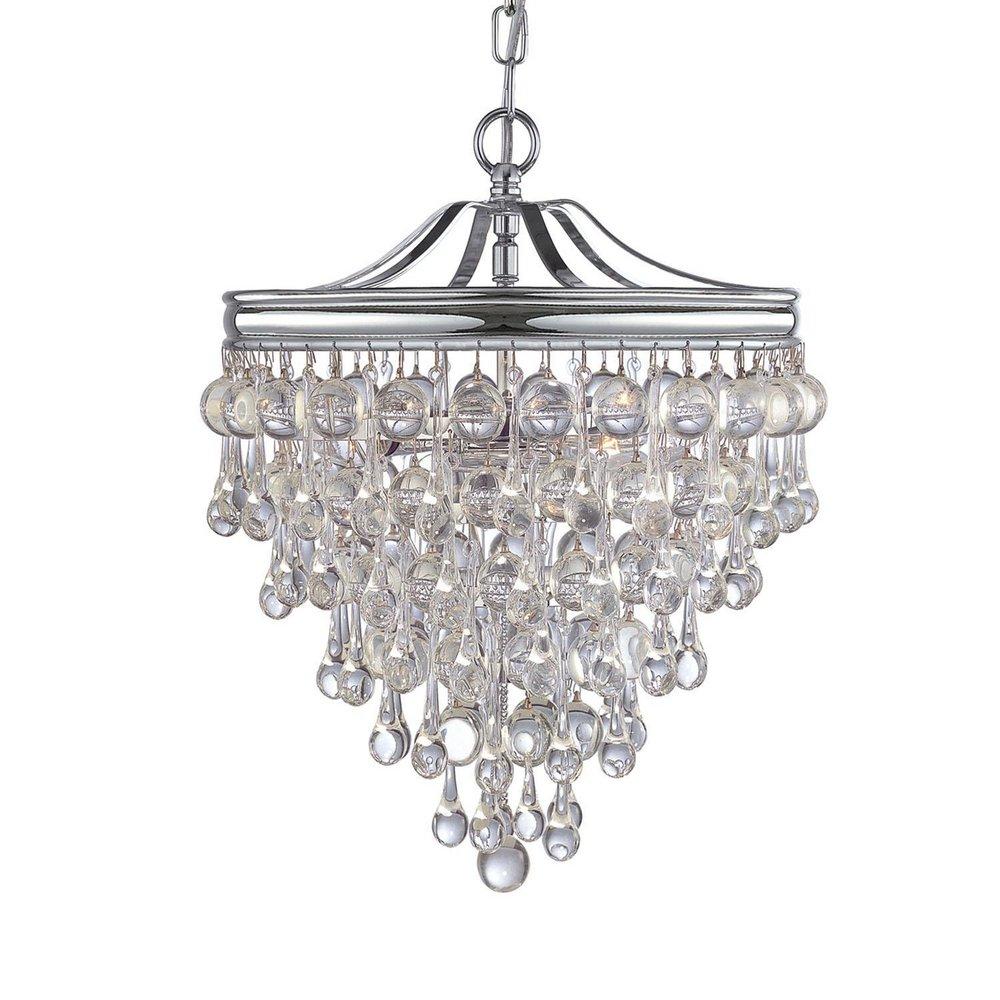Crystorama Polished Chrome 3-Light Crystal Teardrop Mini Chandelier 