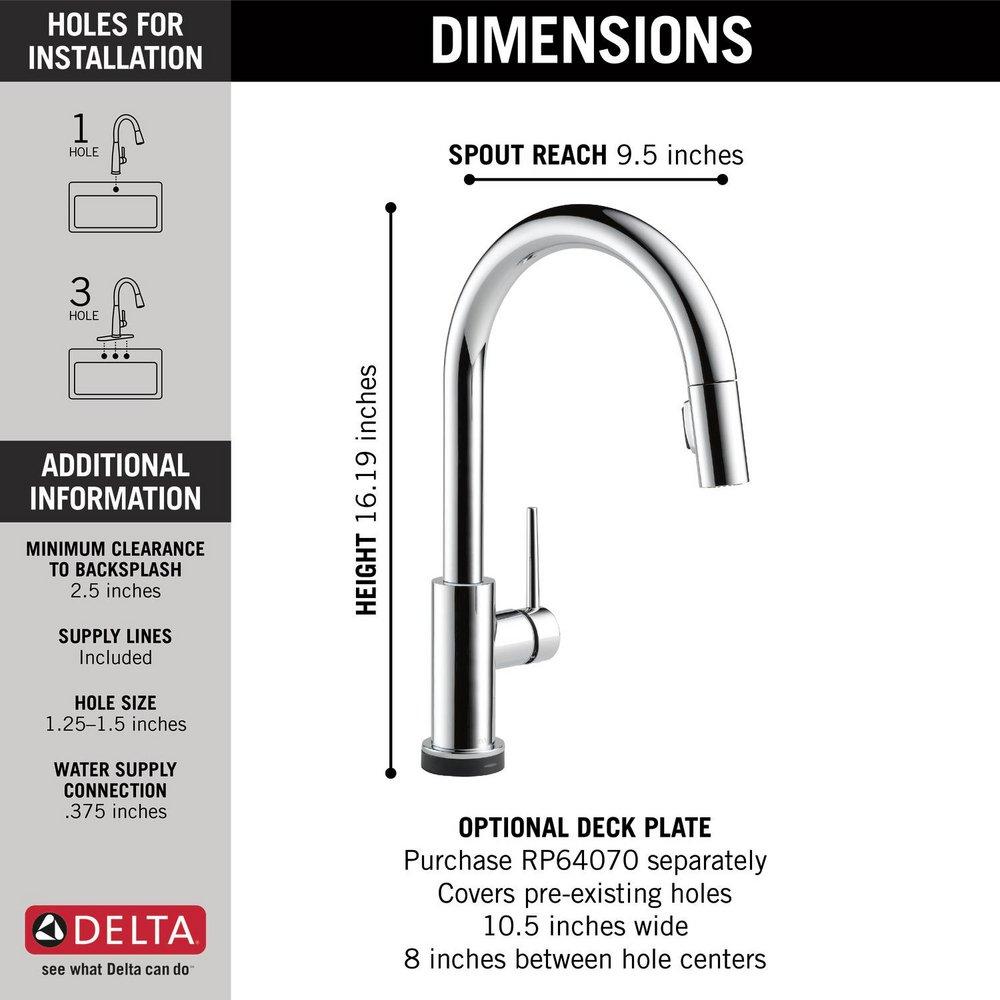 Delta Faucet Chrome Single Handle Pull Down Touch Activated Kitchen Faucet 