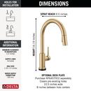 Delta Faucet Champagne Bronze Single Handle Pull Down Touch Activated Kitchen Faucet 