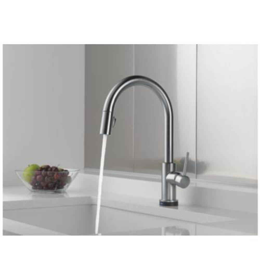 Delta Faucet Champagne Bronze Single Handle Pull Down Touch Activated Kitchen Faucet 