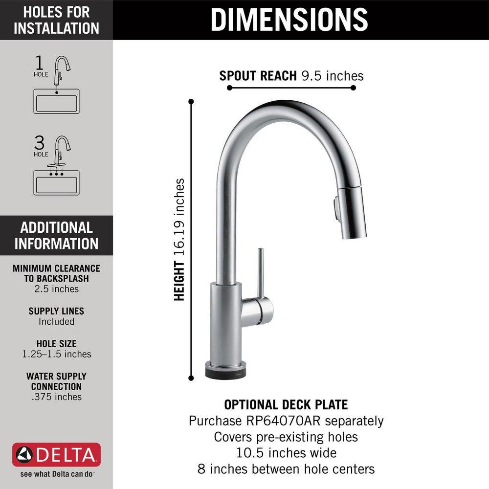 Delta Faucet Arctic Stainless Single Handle Pull Down Touch Activated Kitchen Faucet 