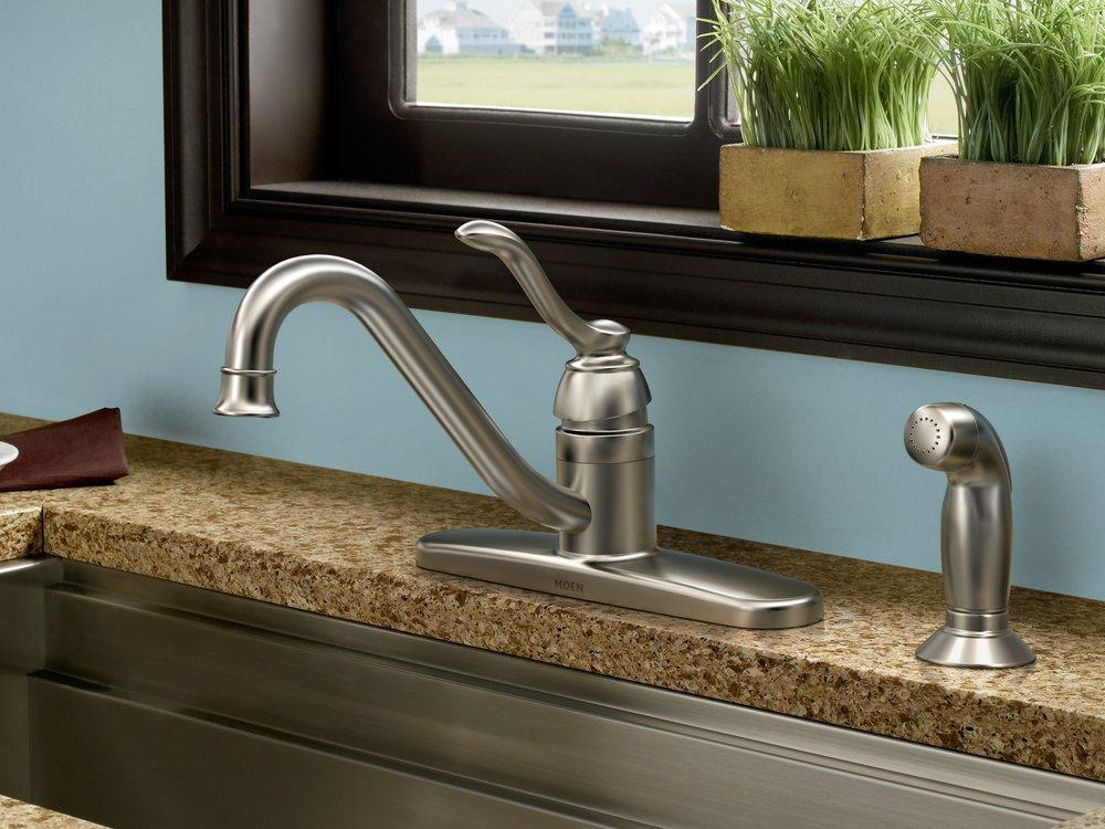 Moen Spot Resist&trade; Stainless Single Handle Kitchen Faucet 