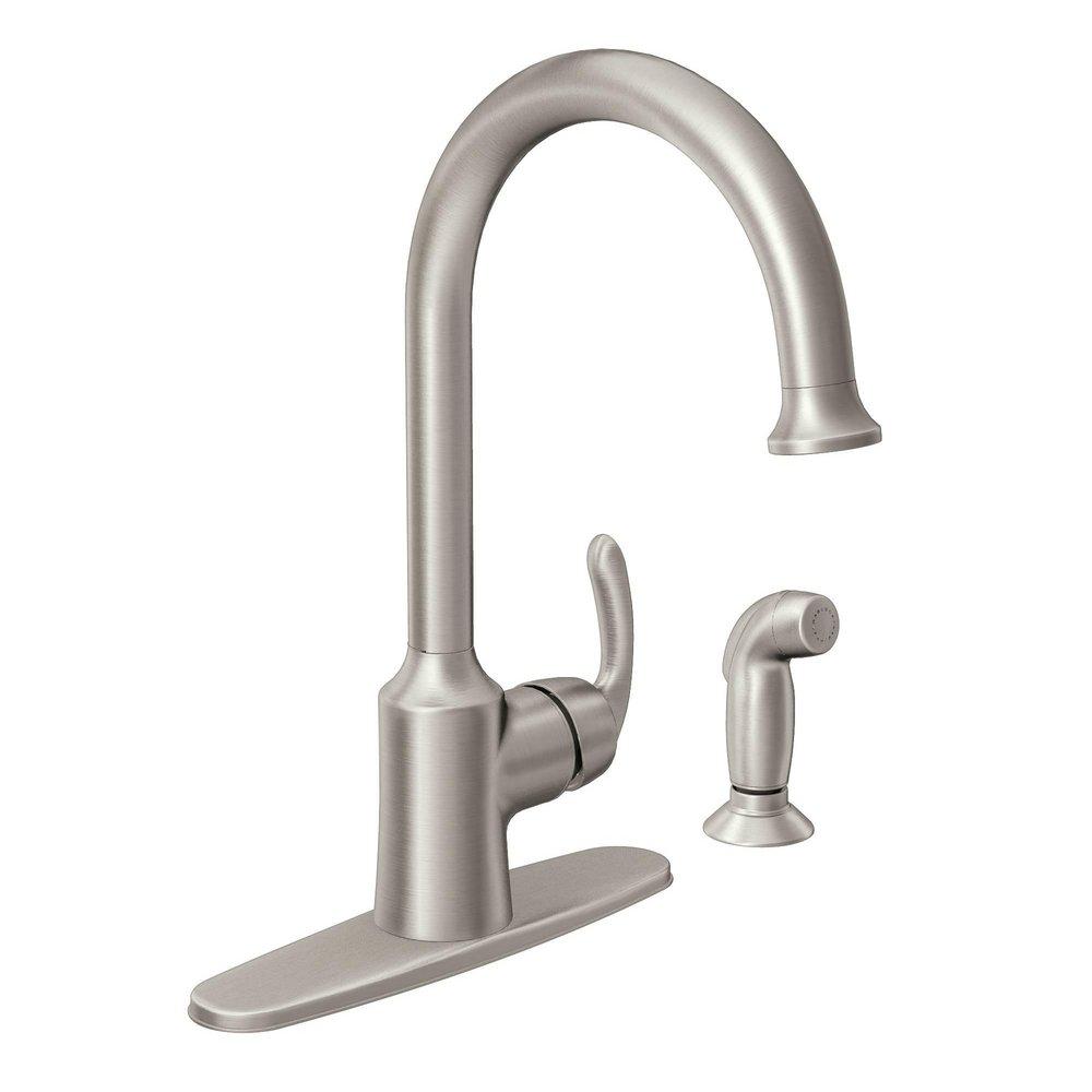 Moen Spot Resist&trade; Stainless 1.5 gpm Single Lever Handle Kitchen Sink Faucet 3/8 in. Compression Connection 