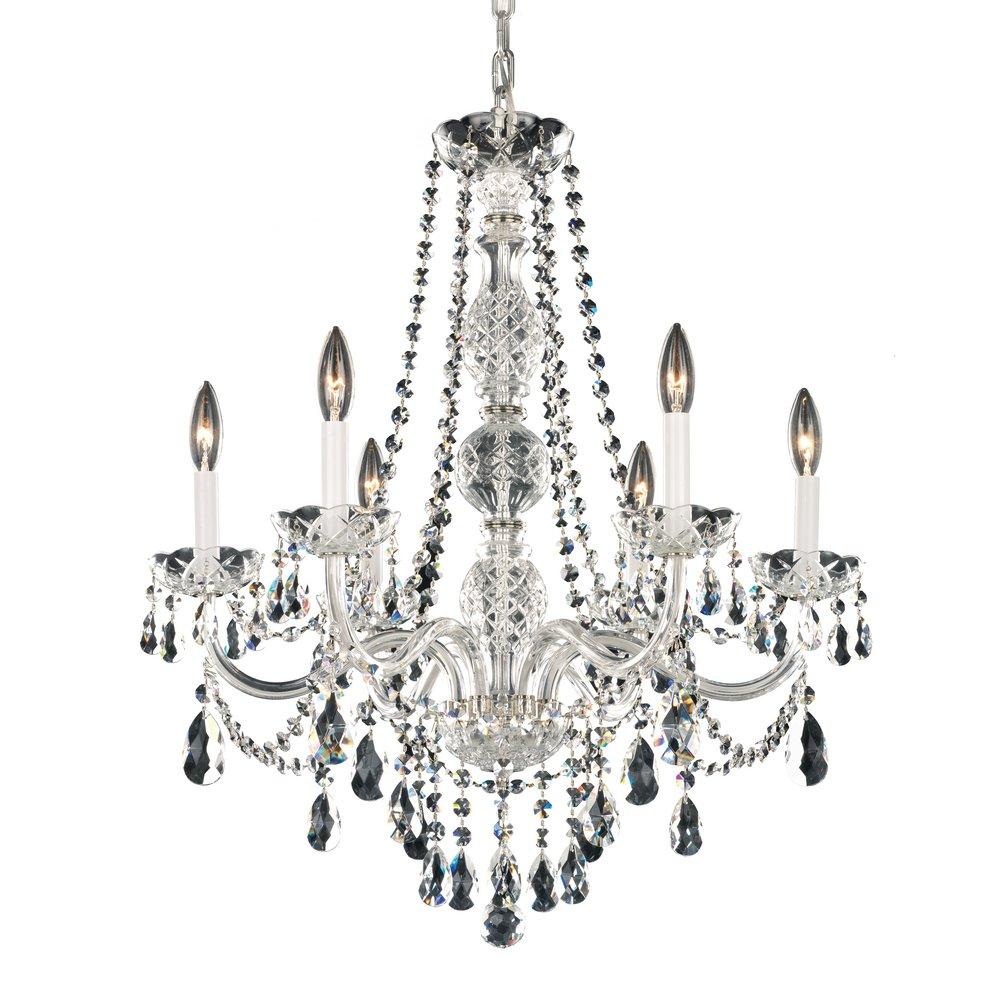 Schonbek Silver 60W 6-Light Candelabra E-12 Base Incandescent Chandelier Ceiling Light 