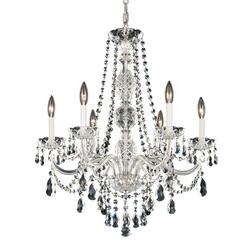 60W 6-Light Candelabra E-12 Base Incandescent Chandelier Ceiling Light in Silver