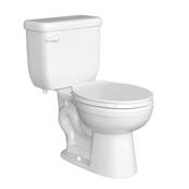 Silo image of white residential toilet.