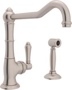 Single Handle Kitchen Faucet with Side Spray in Satin Nickel