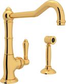 Single Handle Kitchen Faucet with Side Spray in Inca Brass