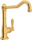 ROHL&reg; Inca Brass 1-Hole Kitchen Faucet with Single Metal Lever Handle and Extended Spout 