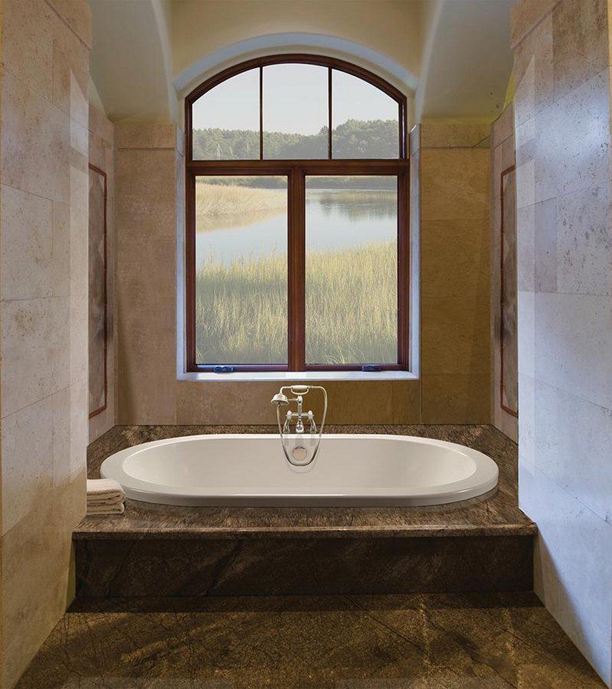 White 71-1/2 x 41-3/4 in. Soaker Drop-In Bathtub with Center Drain 