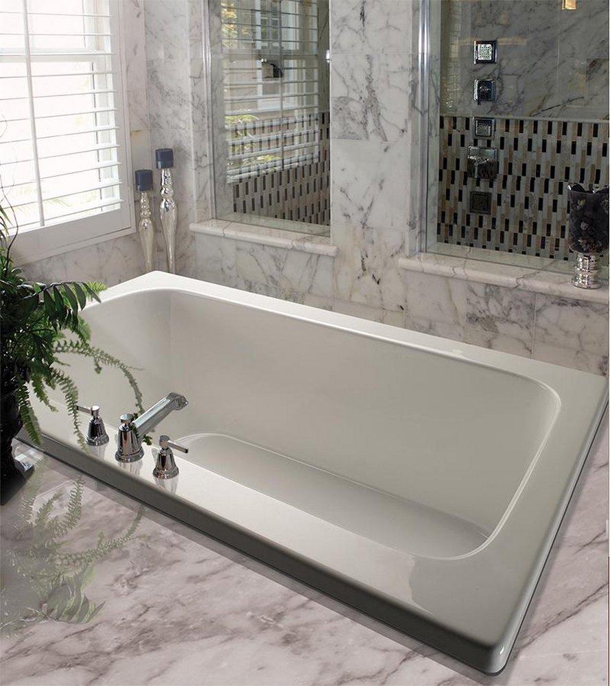 White 59-1/2 x 31 in. Soaker Drop-In Bathtub with Left Drain 