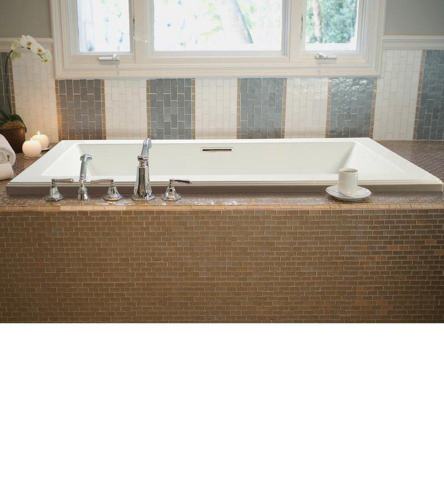 White 65-5/8 x 36 in. Soaker Drop-In Bathtub with Center Drain 