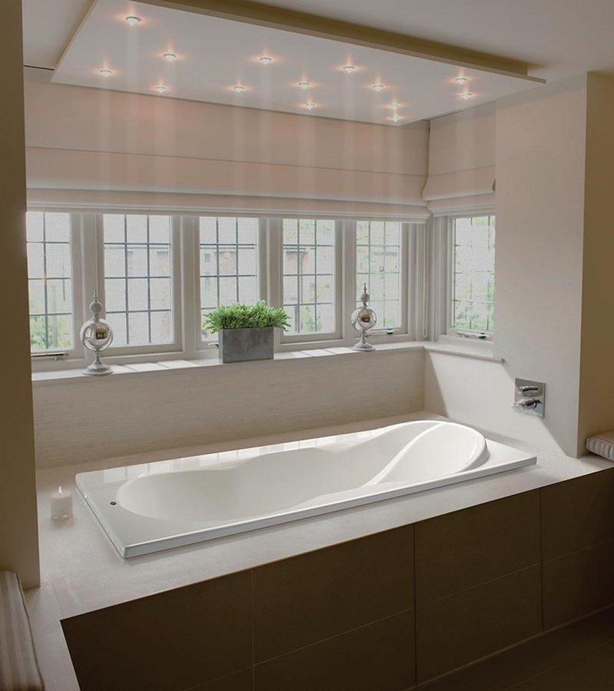 White 71-3/4 x 32 in. Air Bath Drop-In Bathtub with Left Drain 