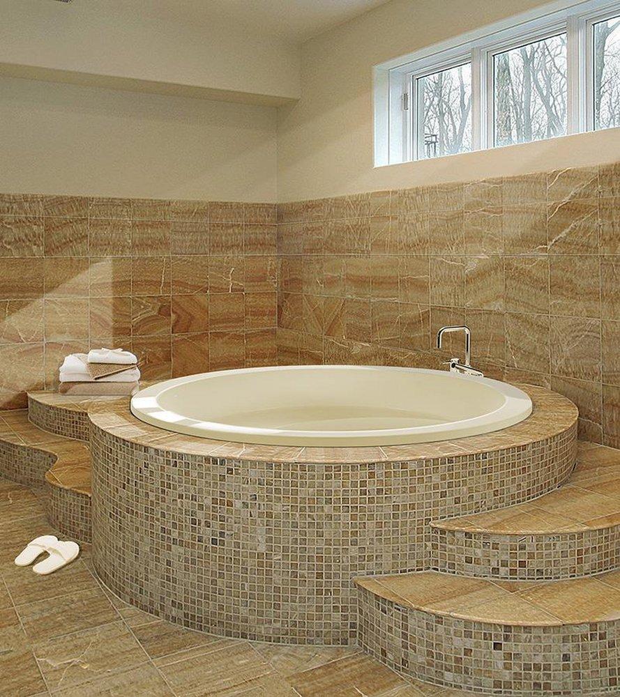 White 52 x 52 in. Soaker Drop-In Bathtub with Center Drain 