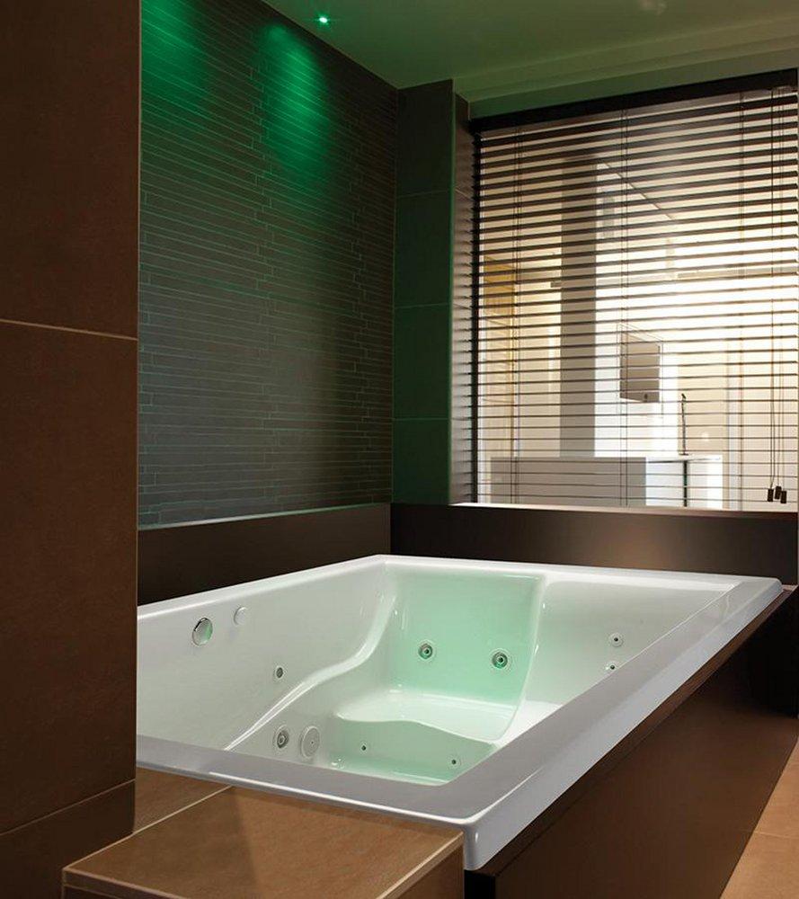 White 83-1/2 x 54 in. Air Bath Drop-In Bathtub with Center Drain 