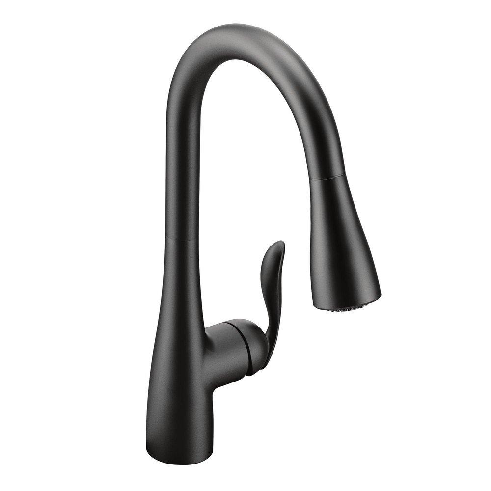 Moen Matte Black Single Handle Pull Down Kitchen Faucet with Power Boost and Relfex Technology 