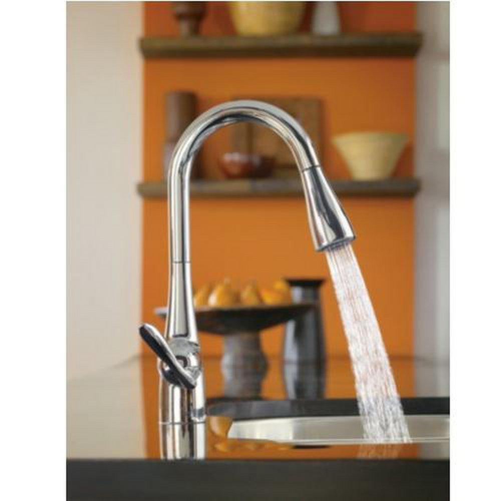 Moen Matte Black Single Handle Pull Down Kitchen Faucet with Power Boost and Relfex Technology 